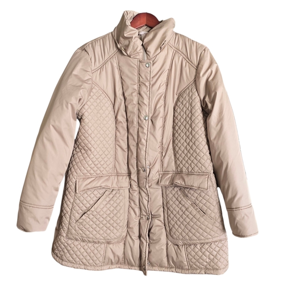 White Stag Quilted Puffer Coat with Faux Fur Hood 2X - Picture 3 of 8